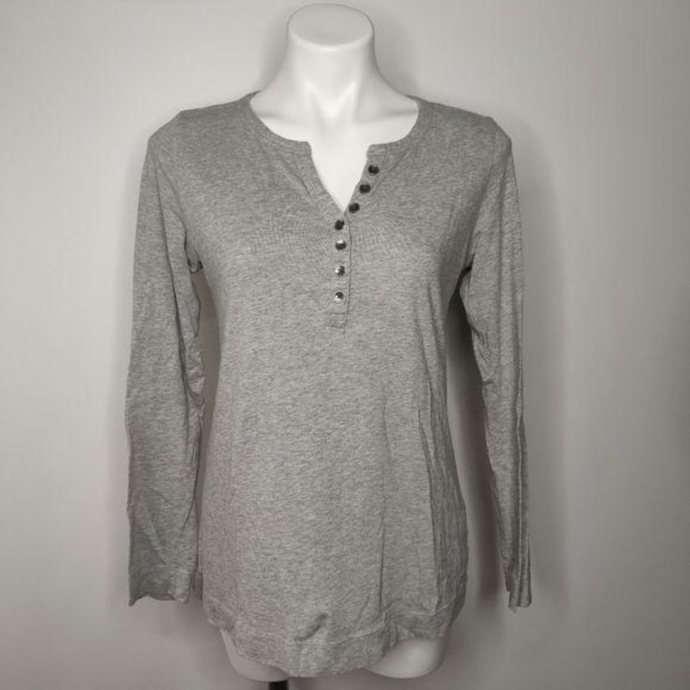 J. Jill Long Sleeve Gray Easy Layering Henley